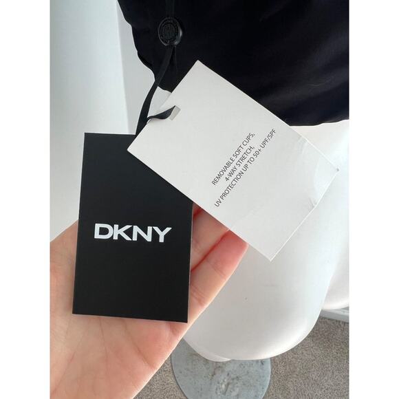 Womens DKNY Twist-Front Bikini Top Black XXL 50+ UPF/SPF Sun Protection - Picture 5 of 7